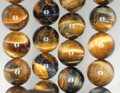 16mm Golden Blue Tiger Eye Gemstone Hawk Eye Grade A Round16mm Loose Beads 7.5 inch Half Strand (90186277-740)