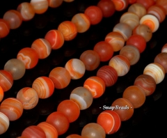 12mm Orange Agate Gemstone Striped Matte Finish Round 12mm Loose Beads 7.5 inch Half Strand (90144789-224)