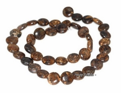 Toffee Bar Bronzite Gemstone Brown Circle Coin Button 10mm Loose Beads 15.5 inch Full Strand (90114558-247)