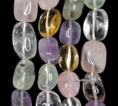 24x14-12x10mm Amethyst Prehnite Rose Smoky Lemon Rock Crystal Mix Quartz Gemstone Nugget Loose Beads 16 inch Full Strand (901910