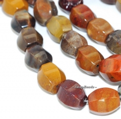 Symphony Ocean Agate Gemstone Earthy Brown Hexagon Barrel Cube 14X12MM Loose Beads 7.8inch Half Strand (90164797-19)