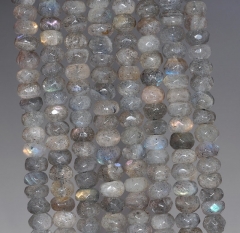 6x4mm Labradorite Gemstone Grade A Faceted Rondelle Loose Beads 15.5 inch Full Strand (80000415-785)