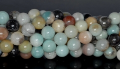 8MM Amazonite Gemstone Blue Brown Round Loose Beads 7.5 inch Half Strand (90182497-131)