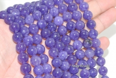 10mm Purple Blue Jade Gemstone Purple Blue Round 10mm Loose Beads 15 inch Full Strand (90112995-435)