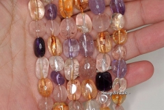 17x10-11x10mm Amethyst Citrine Rose Rock Crystal Mix Quartz Gemstone Nugget Loose Beads 7.5 inch Half Strand (90191093-B37-573)