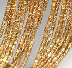 3x1mm Gold Hematite Gemstone Heishi Triangle Slice 3x1mm Loose Beads 16 inch Full Strand (90185571-837)