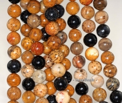 11mm Petrified Wood Fossil Gemstone Brown Round 11mm Loose Beads 15.5 inch Full Strand