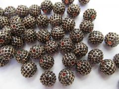 High Quality 100pcs 6-14mm,Bling Micro Pave Crystal Shamballa Ball beads, Micro Pave Hematite Black 