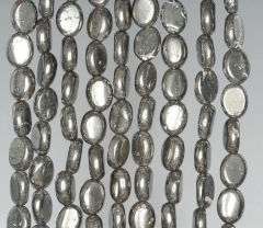8x6mm Iron Pyrite Gemstone Grade AB Oval Loose Beads 16 inch Full Strand (90185946-854)