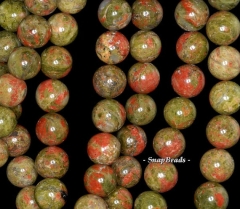 8mm Lotus Pond Unakite Gemstone Green Brown, Round 8mm Loose Beads 15.5 inch Full Strand (90114587-243)