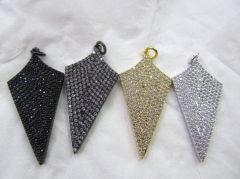 6pcs 22-38mm Large Micro Pave Diamond ArrowHead Pendant Shield Pendant Pave diamond Pendant Black Gunmetal Gold Findings