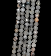 4mm Grey Agate Gemstone Grade AB Faceted Round 4mm Loose Beads 7.5 inch Half Strand (90191927-342)