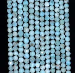 4MM Dominican Larimar Gemstone Grade AA Blue Fine Faceted Cut Round 4MM Loose Beads 15 inch Full Strand (80002459-794)