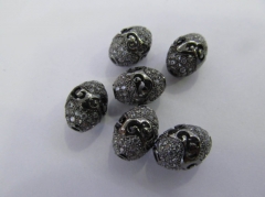 6pcs 10-16mm High Quality Micro Pave Diamond Connector, Pave Diamond CZ Spacer Jewelry Rice Carved Bead