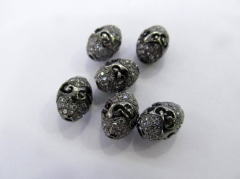 6pcs 10-16mm High Quality Micro Pave Diamond Connector, Pave Diamond CZ Spacer Jewelry Rice Carved Bead