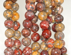 10mm Yellow Leopardskin Jasper Gemstone Yellow Brown Round 10mm Loose Beads 7.5 inch Half Strand (90181606-243b)