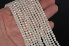 5mm White Cream Daisy Pearl Gemstone Nugget Round Pebble 5mm Loose Beads 15.5 inch Full Strand (10233133-73)