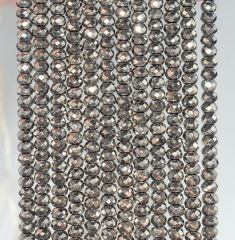 4x3mm Titanium Hematite Pyrite Tone Gemstone Faceted Rondelle 4x3mm Loose Beads 16 inch Full Strand (80000368-784)