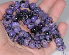 12x8MM Charoite Gemstone Grade A Purple Rondelle Slice 12x6MM-12x8MM Loose Beads 16inch