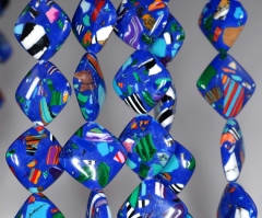 18mm Matrix Turquoise Gemstone Dark Blue Mosaic Diamond Square Loose Beads 7 inch half Strand (90145209-214)