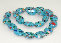Matrix Turquoise Gemstone Blue Mosaic Oval 20x15mm Loose Beads 7 inch Half Strand (90145255-212)
