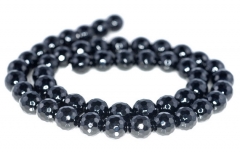 6mm Noir Black Agate Onyx Gemstone Black Micro Faceted Round Loose Beads 15.5 inch Full Strand (90182757-115)