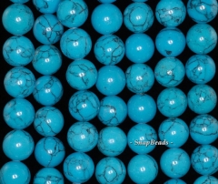 12mm Queen Turquoise Gemstone Blue Round 12mm Loose Beads 15 inch Full Strand (90148702-241)