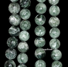 10mm Seraphinite Gemstone Green Round 10mm Loose Beads 7.5 inch Half Strand (90146979-255)