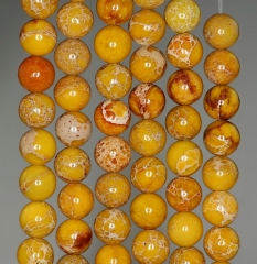 8mm Sea Sediment Imperial Jasper Gemstone Yellow Round Loose Beads 15 inch Full Strand (90183572-780)