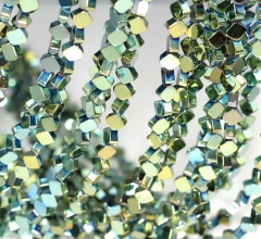 6mm Green Hematite Gemstone Titanium Green Diamond Square 6x6mm Loose Beads 16 inch Full Strand (90185609-842)