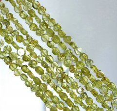 4mm Peridot Gemstone Grade A Green Flat Round Nugget Loose Beads 14 inch Full Strand (90184955-899)