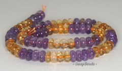 8x4mm Amethyst Citrine Mix Quartz Gemstone Rondelle Loose Beads 7.5 inch Half Strand (90144179-B32-561)