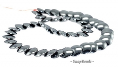 8mm Noir Black Hematite Gemstone Overlapping Flat Round Circle Loose Beads 15 inch Full Strand (90147079-340)