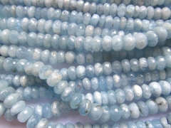 Full strand 2-10mm Genuine Aquamarine Beryl gemstone Rondelle Faceted Blue Loose beads