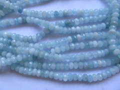 high quality 3x5 4x6 5x8 6x10 6x12mm Genuine Aquamarine Beryl gemstone Rondelle Faceted Blue beads f