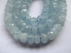 Full strand 2-10mm Genuine Aquamarine Beryl gemstone Rondelle Faceted Blue Loose beads