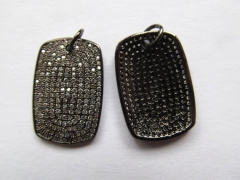 4pcs 25-18mm CZ Micro Pave Diamond Cubic Zirconia gunmetal rectangle ablong  pendant