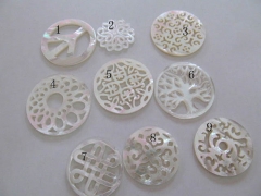 flower Shell beads 12pcs 20mm Genuine MOP Shell ,Pearl Shell Pink balck white filigree florial connector