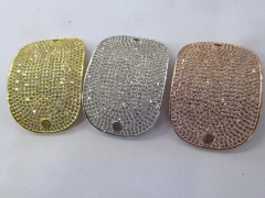 AA+ micro pave Diamond Crystal Micro Crystal Pave CZ rectanlge curved bracelet connetor Jewelry beads 30x40mm 2pcs