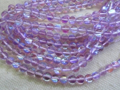 AA 2strands AB Mystic Aura Quartz Gemstone Titanium AB purple violet matte Rainbow Round Loose Beads crystal necklace 6-12mm