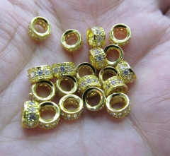 Micro Pave CZ Spacer 50pcs 5x6 6x8 8x10mm Brass Cubic Zirconia rondelle drum Tube column rose gold silver Gunmetal crystal Findi