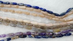 natural sunstone ,amethyst ,citrine quatz , lapis agate gemstone drop pearl faceted loose beads 6x16mm full strand