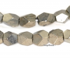 8mm Palazzo Iron Pyrite Gemstone Hexagon Nugget Cube Loose Beads 15.5 inch Full Strand (90144984-406)