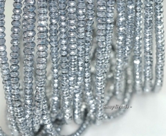 6x4mm Silver Hematite Gemstone Silver Faceted Rondelle 6x4mm Loose Beads 7.5 inch Half Strand (90188971 H-149)