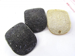 micro pave Diamond Crystal Micro Crystal Pave CZ rectanlge curved bracelet connetor Jewelry beads 30x40mm 2pcs