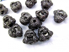 12pcs 15x15mm Bling Pave Micro Pave Diamond gunmetal Jewelry buddha Gold Silver Jewelry beads charm connector finding