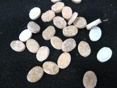 24pcs 10x14mm Calibrated Duzy Drusy Agate Titanium Quartz oval egg champagne cabochons beads