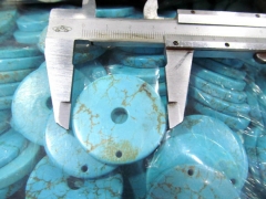 12pcs 30-50mm turquoise Beads Turquoise stone Donut roundel turquoise pendant blue white red connetor beads