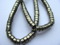 2strands genuine Raw pyrite crystal round rondelle heishi polished iron gold pyrite beads 3x4 4x6 5x8 6x10mm