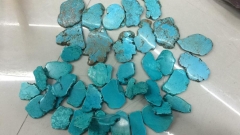 wholesale 25-80mm full strand turquoise gemstone Freeform slab blue beads--top drilled